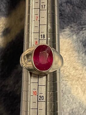 7 carat oval Natural Ruby Sterling Silver Ring for Men size 9